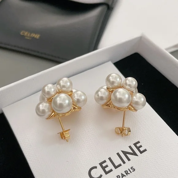 CELINE [Colored Bead Flower Earrings] Vintage Model